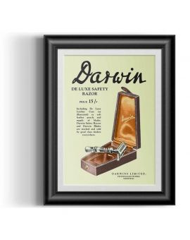 Barba Prints - Darwin De Luxe Safety Razor Colorized Ad A4